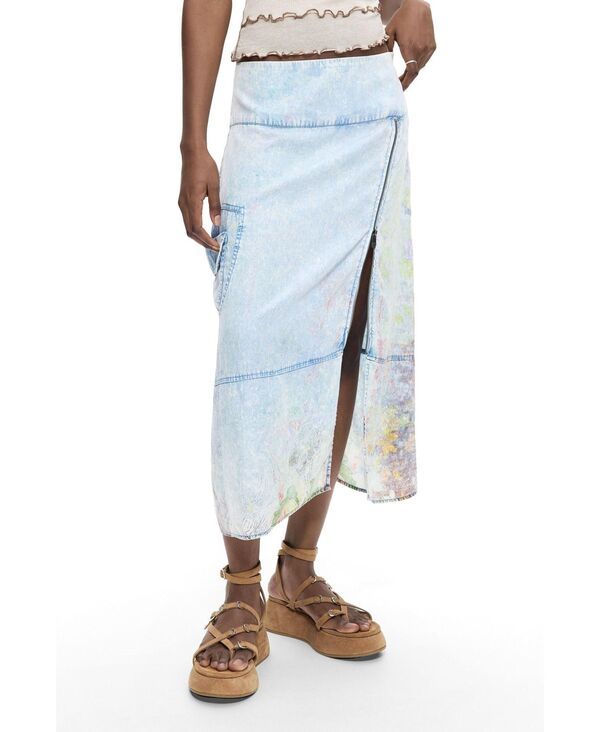 デジグアル レディース ボトムスカート ミディ デニム Desigual Womens Midi denim skirt Light blue ブルー