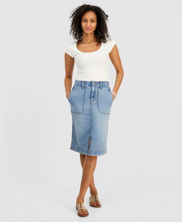 スタイルアンドコー レディース ボトムスカート デニム Style Co Womens HighRise Denim Skirt Kara Wash デニム