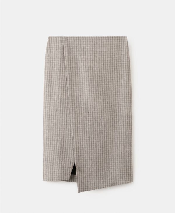 マンゴ レディース ボトムスカート MANGO Womens Check Wrap Skirt Light Pastel Grey グレー