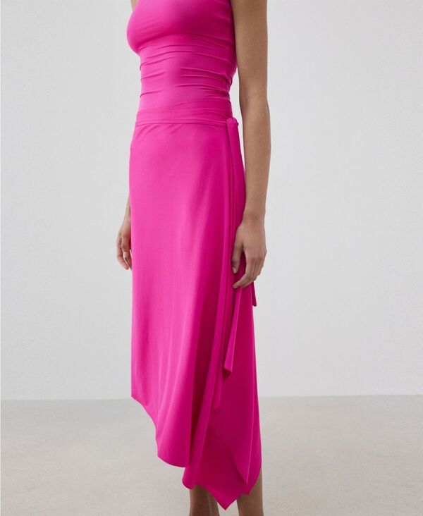 マンゴ レディース ボトムスカート アシンメトリー ミディ MANGO Womens Asymmetric Midi Skirt Fuchsia フューシャ