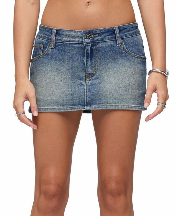 アディクテッド レディース ボトムスカート ローライズ デニム Edikted Womenseffie Low Rise Stretchy Denimicro Skort Bluewashed ブルー