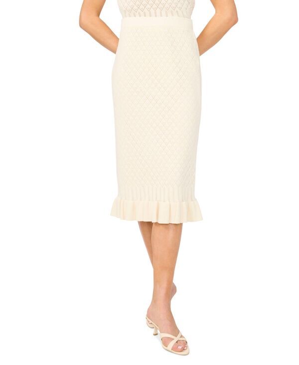 セセ レディース ボトムスカート CeCe Womens Pointelle Pencil Skirt Pure White ホワイト