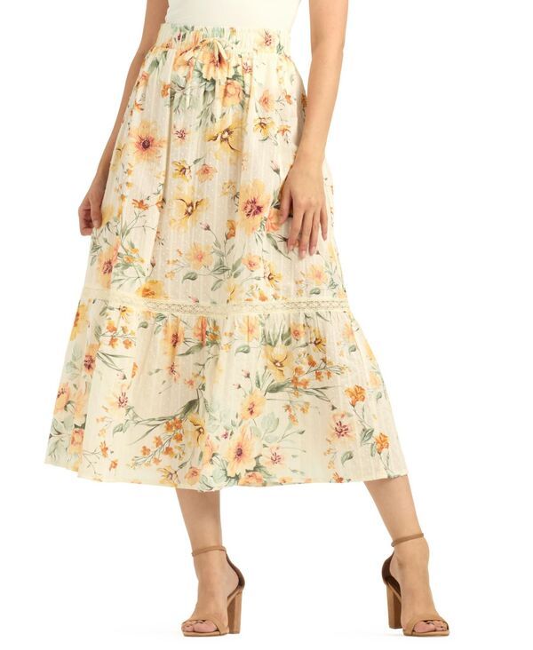 ビーシーエックス レディース ボトムスカート A ライン ミディ BCX Womens ALine Midi Skirt Pat J