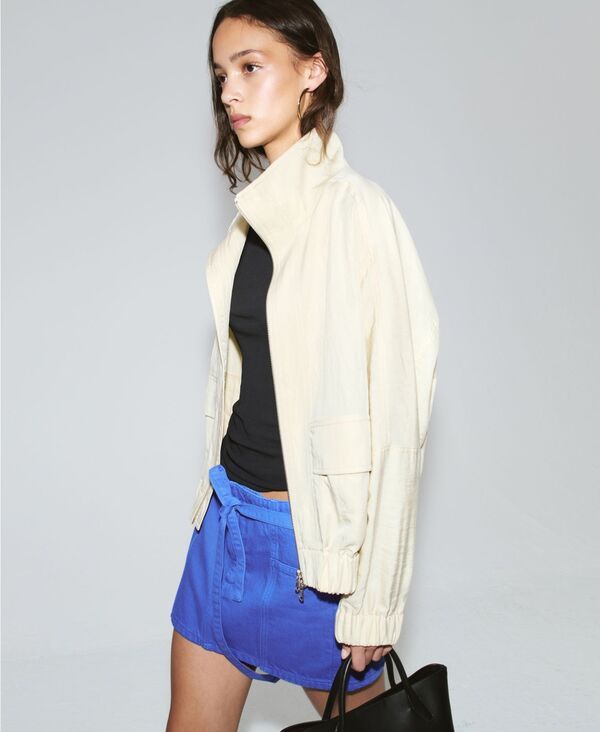 マンゴ レディース ボトムスカート デニム MANGO Womenstarring Hailey Bieber Belt Denim Skirt Blue ブルー