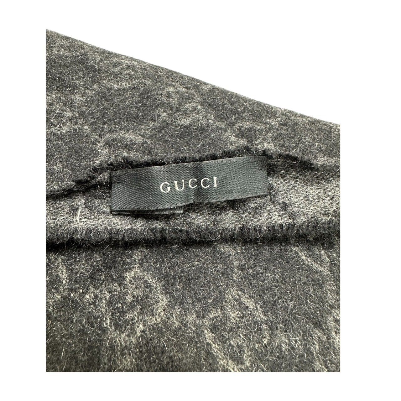GUCCI グッチ GG グレー ブラック フリンジマフラー レディース S1