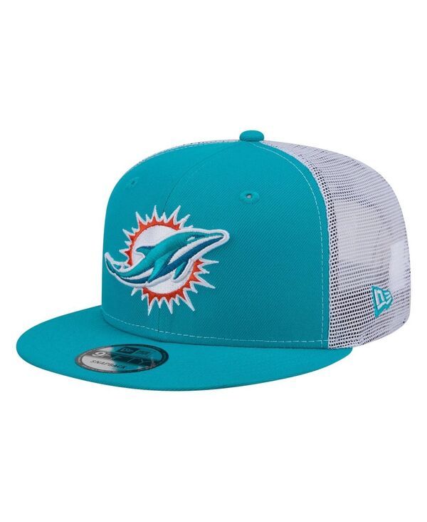 ニューエラ メンズ アクセサリー 帽子 New Era Mens Aqua Miami Dolphins Core Team 9FIFTY Trucker Snapback Hat Aqua アクア