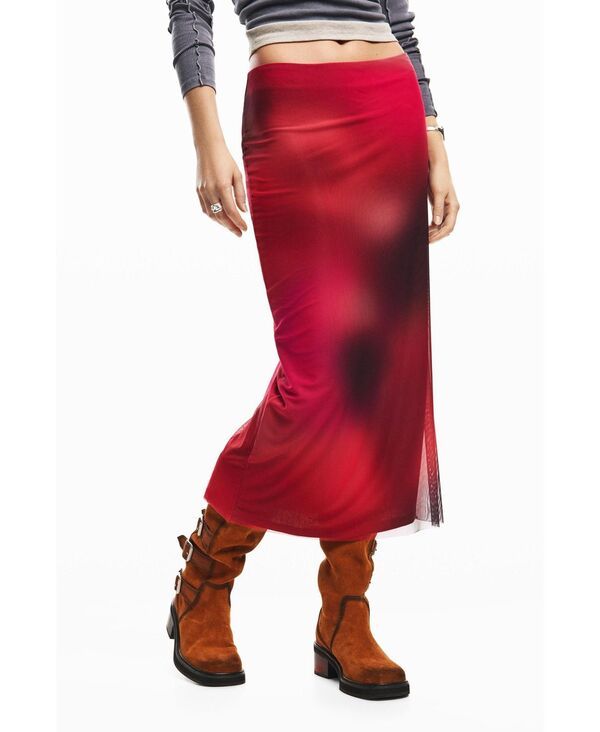 デジグアル レディース ボトムスカート チュール ミディ Desigual Womens Midi Tulle Skirt Red レッド