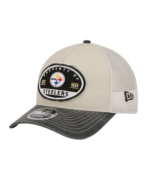 ニューエラ メンズ アクセサリー 帽子 Tシャツ New Era Mens Natural Pittsburgh Steelers Frayed MCrown AFrame 9FORTY Adjust