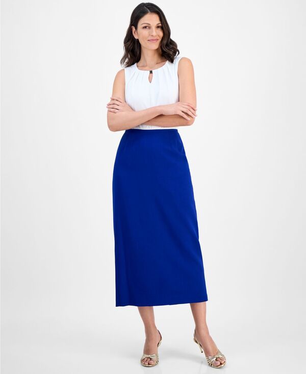 カスパール レディース ボトムスカート クレープ ミディ Kasper Womenstretch Crepe Column Midi Skirt Royal Sign