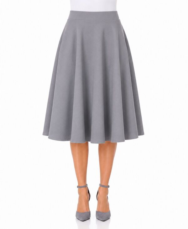 ホワイトマーク レディース ボトムスカート ミディ White Mark Womens Fla red PullOn Midi Skirt Gray グレー