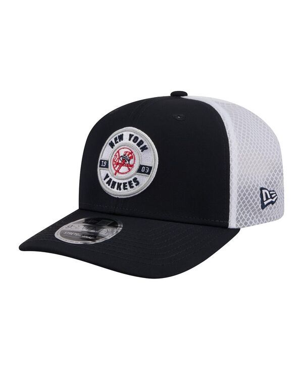 ニューエラ メンズ アクセサリー 帽子 New Era Mens Navy New York Yankees Active 9SEVENTY Adjustable Trucker Hat Navy ネ