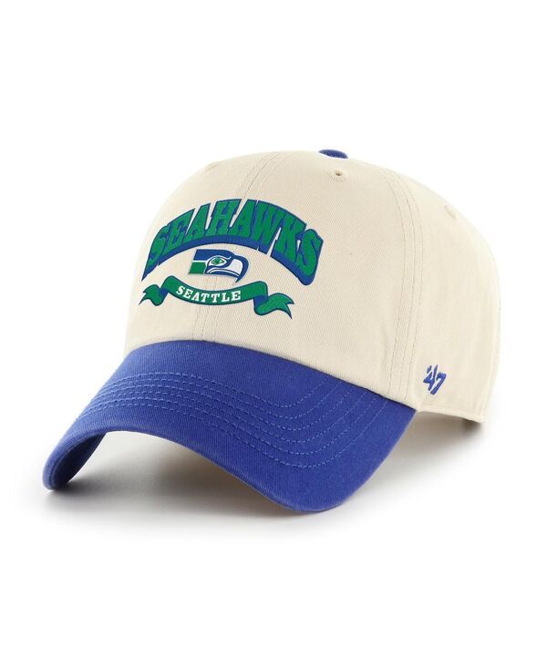 47 ブランド メンズ アクセサリー 帽子 47 Brand Mens NaturalRoyal Seattle Seahawks TwoTone Clean Up Adjustable Hat Na