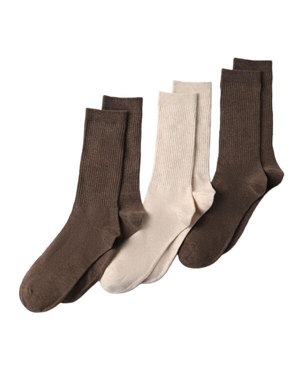 ランズエンド メンズ アンダーウェア 靴下 コットン Lands End Mens Men s 3Pack Cotton Core Crew Socks Dark brownoatmeal ブラウン 7,884円
