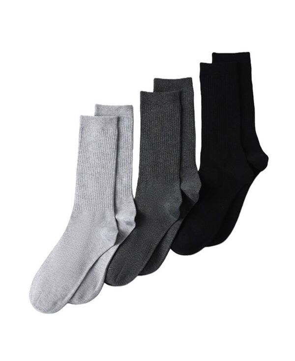 ランズエンド メンズ アンダーウェア 靴下 コットン Lands End Mens Men s 3Pack Cotton Core Crew Socks Graycharcoalblack ブラック