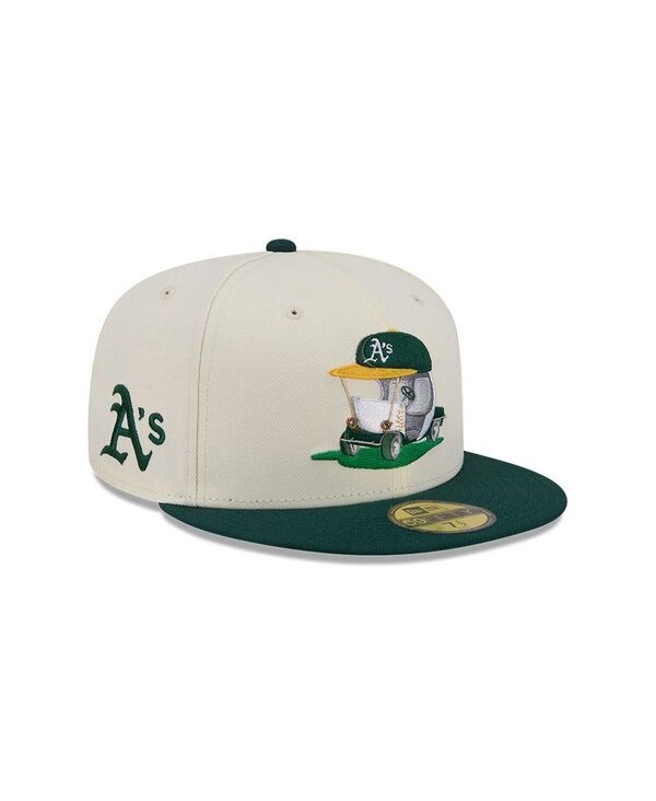 ニューエラ メンズ アクセサリー 帽子 New Era Mens CreamGreen Athletics Bullpen Cart 59FIFTY Fitted Hat Cream Green クリ