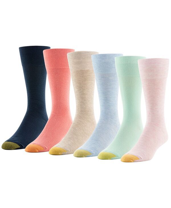 ゴールドトゥ メンズ アンダーウェア 靴下 Gold Toe Mens 6pack Cambridge Solid Crew Socks PinkBlackBlueGreen ブラック