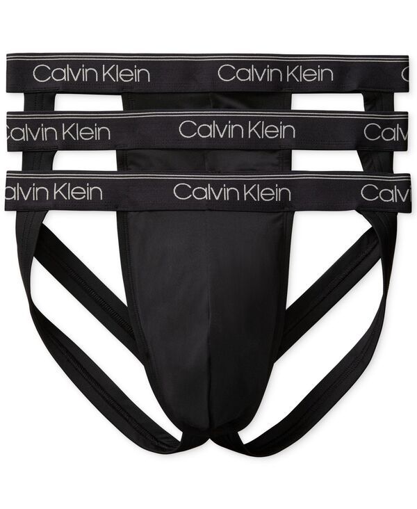 カルバンクライン メンズ アンダーウェア 靴下 Calvin Klein Mens 3Pk Micro Stretch Jock Straps Underwear Black ブラック