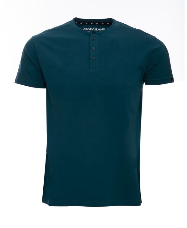エックスレイ メンズ トップス Tシャツ ヘンリーネック トール XRAY Big Tall Basic Henley Neck Short Sleeve TShirteal ティール