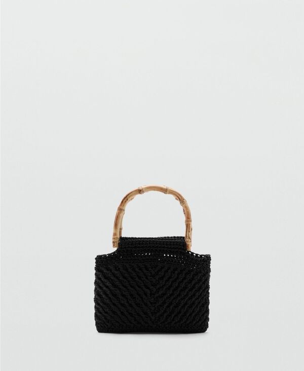 マンゴ レディース バッグ MANGO Womens Bamboo Handle Handbag Black ブラック 17,610円