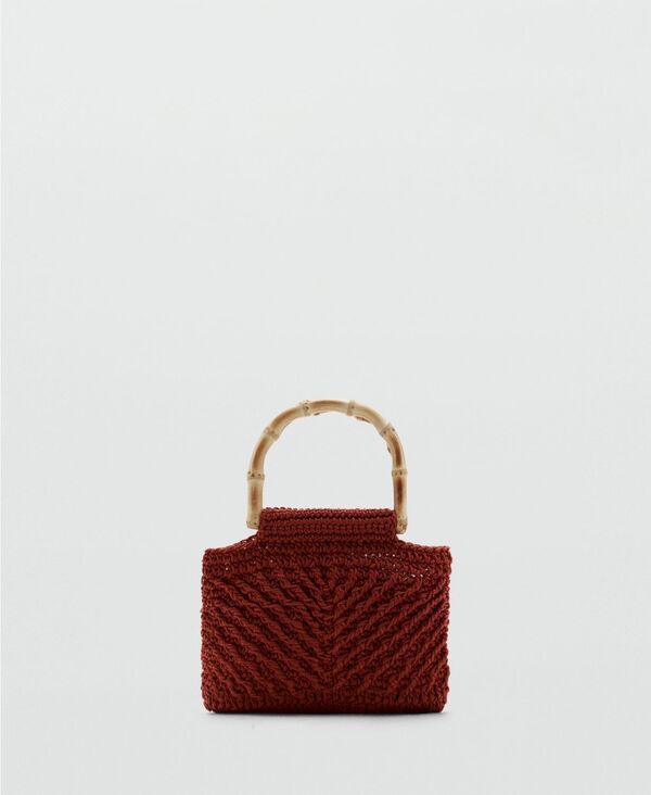マンゴ レディース バッグ MANGO Womens Bamboo Handle Handbag Burnt Orange オレンジ