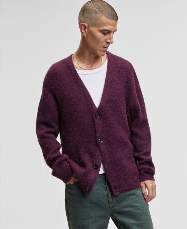 モードオブワン メンズ アウター ニット・セーター カーディガン Mode of One Mens BoxyFit Eyelash Cardigan Chineseggplan