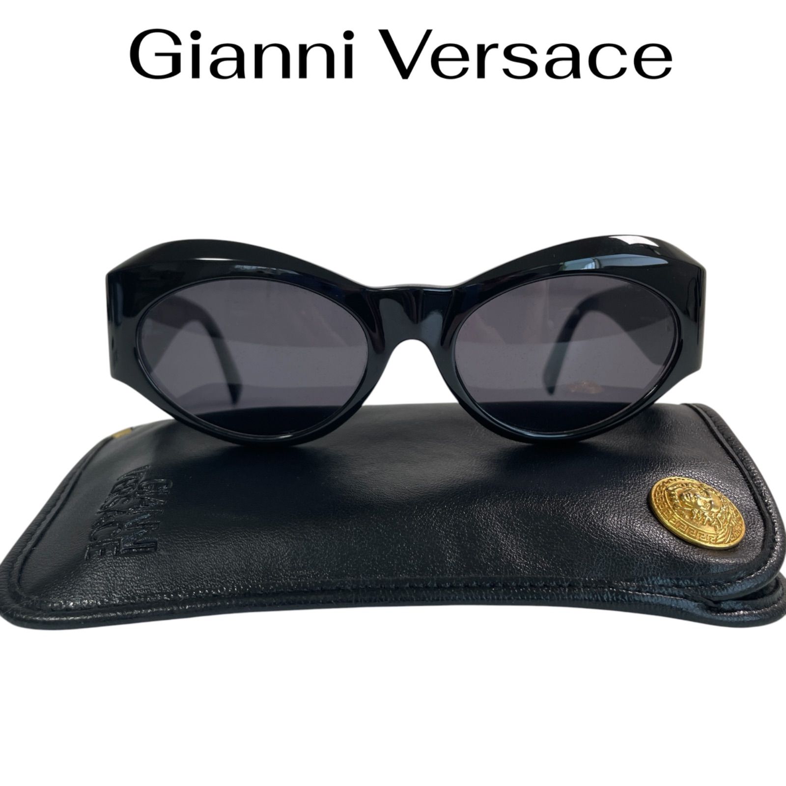 Gianni Versace サングラス ブラック ゴールドメドゥーサ キャットアイ