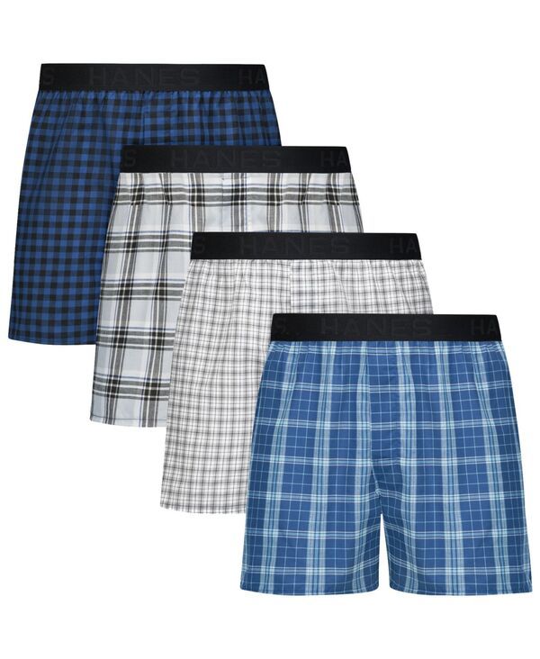 ヘインズ メンズ アンダーウェア 靴下 プリント Hanes Mens Printed Ultimate Boxers 4Pack Assorted Colors