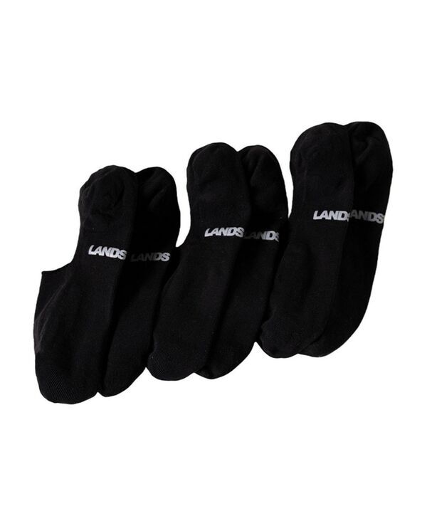 ランズエンド メンズ アンダーウェア 靴下 コットン Lands End Men s 3Pack Cotton Midcut Liners Black ブラック