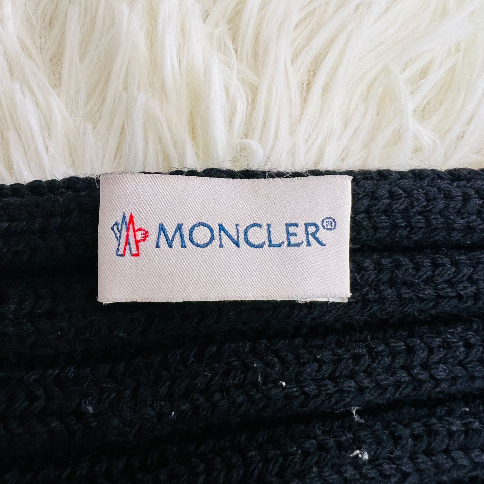モンクレール マフラー ネイビー 濃紺 MONCLER ウール カシミヤ メンズ