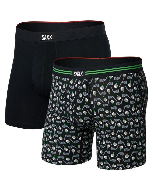 サックス メンズ アンダーウェア 靴下 SAXX Mens Vibe Xtra Soft Comfort Boxer Briefs 2Pack BlackGray print ブラック
