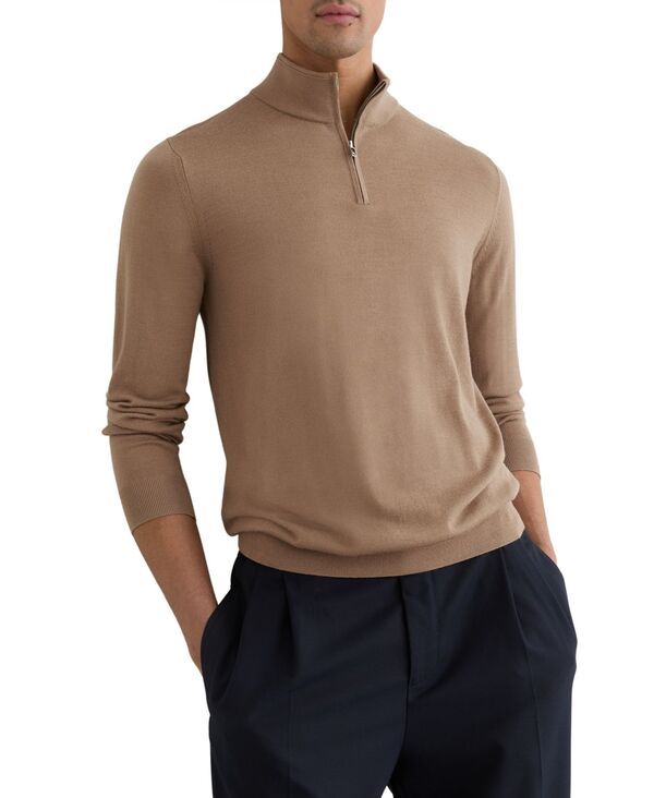 レイス メンズ アウター ニット・セーター スタンドネック ウール REISS Mens Blackhall Merino Wool HalfZip Funnel Neck Sweater Camel 19,786円