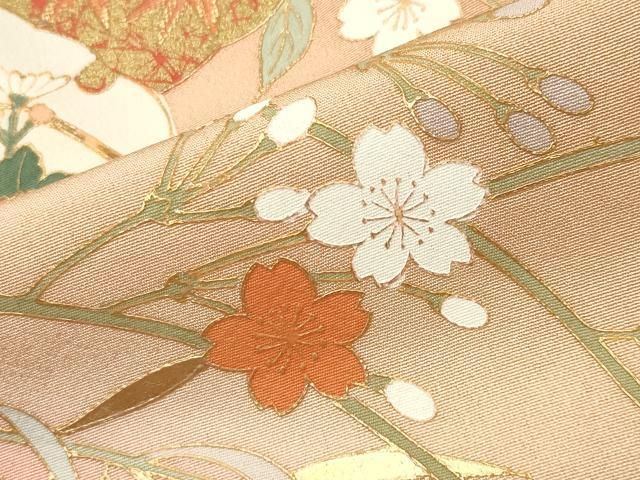 平和屋着物○訪問着 駒刺繍 舞花文 金彩 京王百貨店扱い 正絹 逸品
