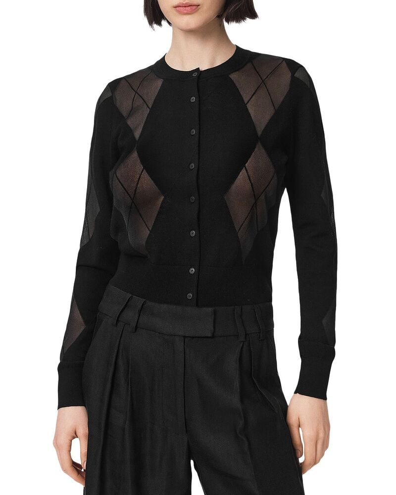 オールセインツ レディース アウター カーディガン メッシュ ALLSAINTS Bern Argyle Mesh Insert Cardigan Black ブラック 44,280円