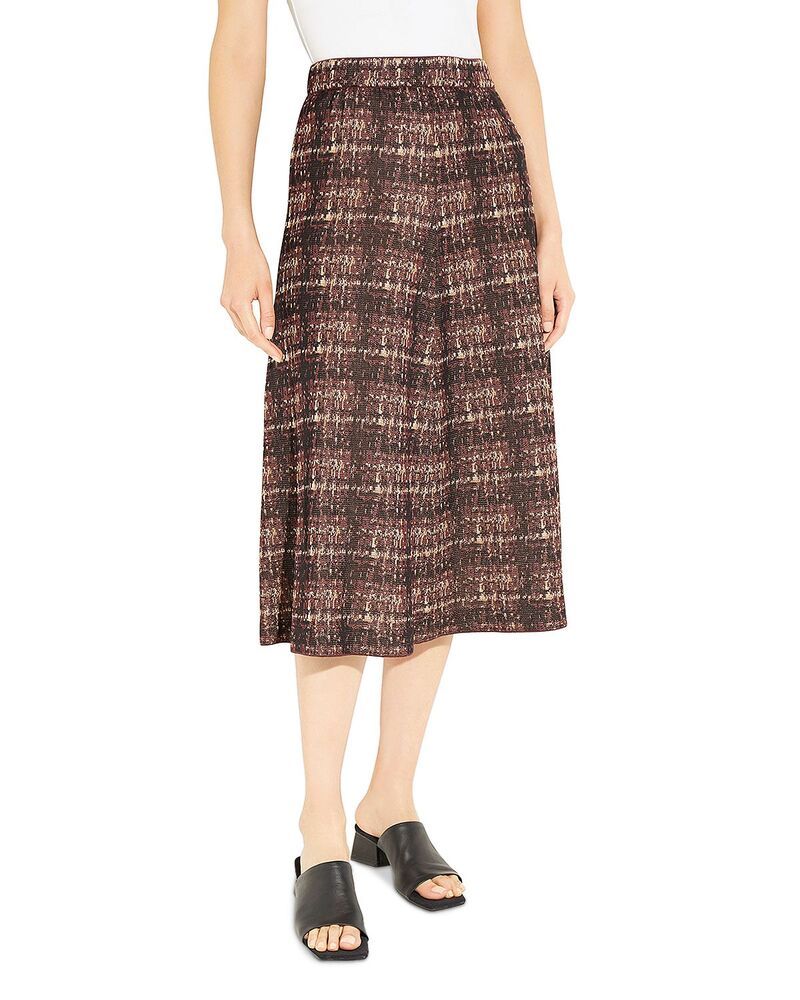 ミソック レディース ボトムスカート ミディ ニット Misook Plaid Knit Midi Skirt MahoganyClayBis チェック