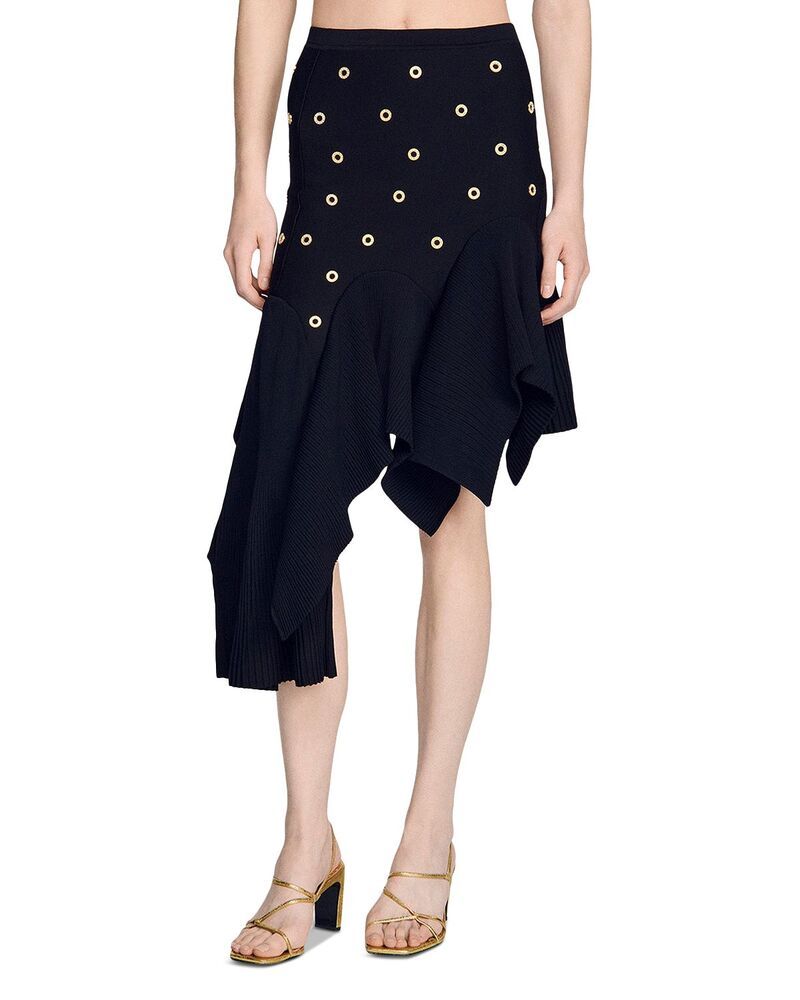 サンドロ レディース ボトムスカート ニット Sandro Studded Knit Skirt Black ブラック