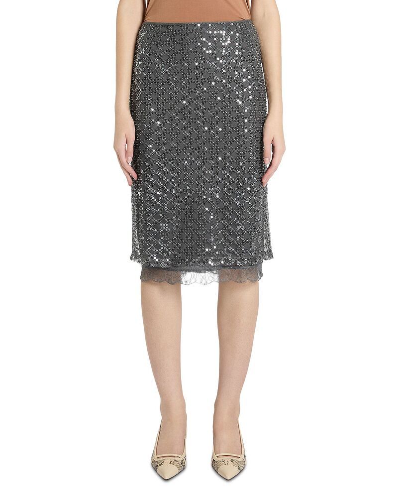 マレーラ レディース ボトムスカート スパンコール Marella MLSAGEVOLE Sequinned Skirt Medium Grey グレー
