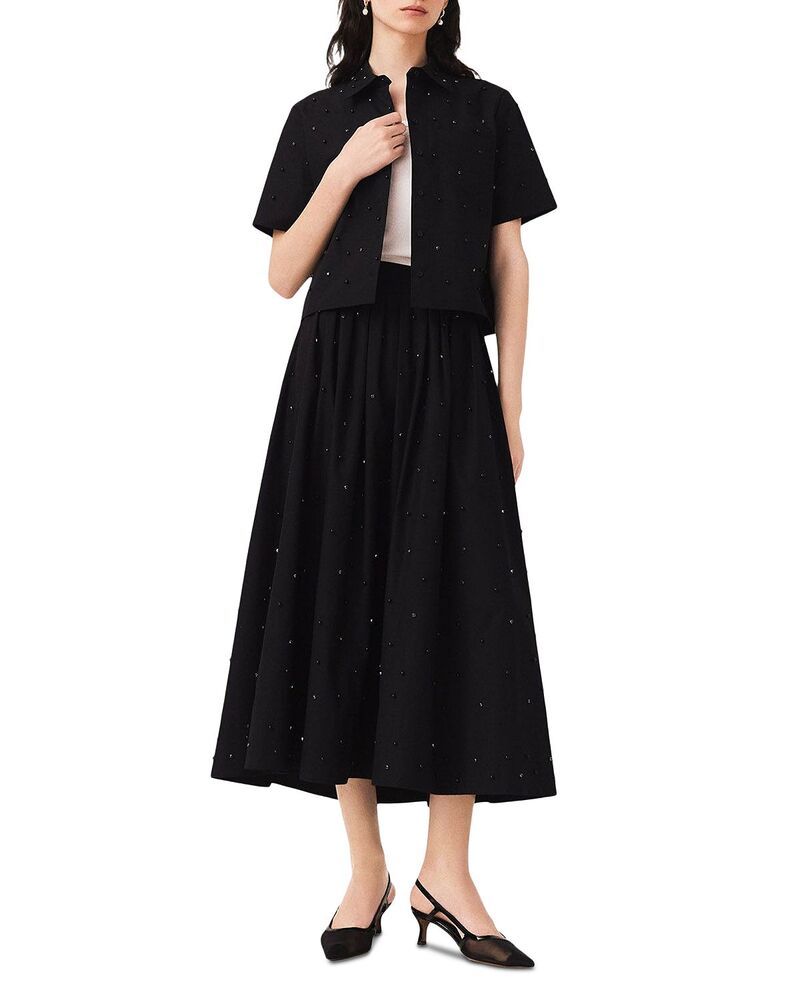 マージュ レディース ボトムスカート ミディ Majembellished Fla red Midi Skirt Black ブラック