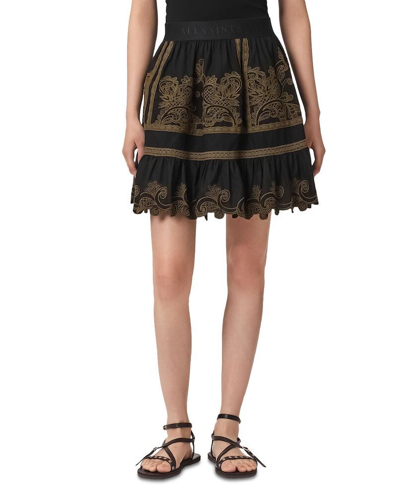 オールセインツ レディース ボトムスカート ALLSAINTS Katya Skirt BlackKhaki ブラック