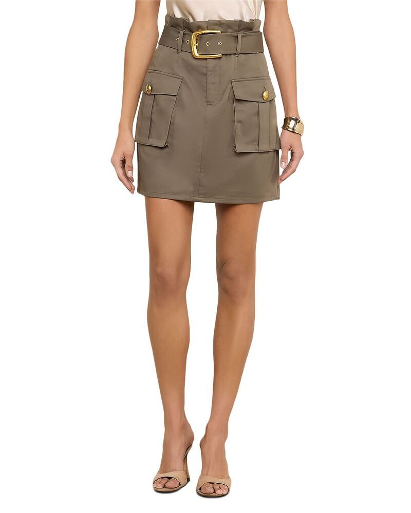 ラジャンス レディース ボトムスカート ミニ LAGENCE Maelis Paperbag Mini Skirt Smokey Olive オリーブ