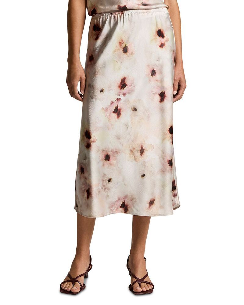 ヴィンス レディース ボトムスカート フラワー柄 サテン フラワー Vince Watercolor Floral Satin Slip Skirt Soft Peony