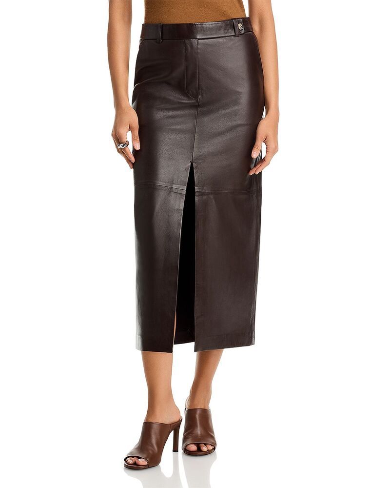 コー レディース ボトムスカート レザー CO Double Slit Leather Pencil Skirt Chocolate チョコレート