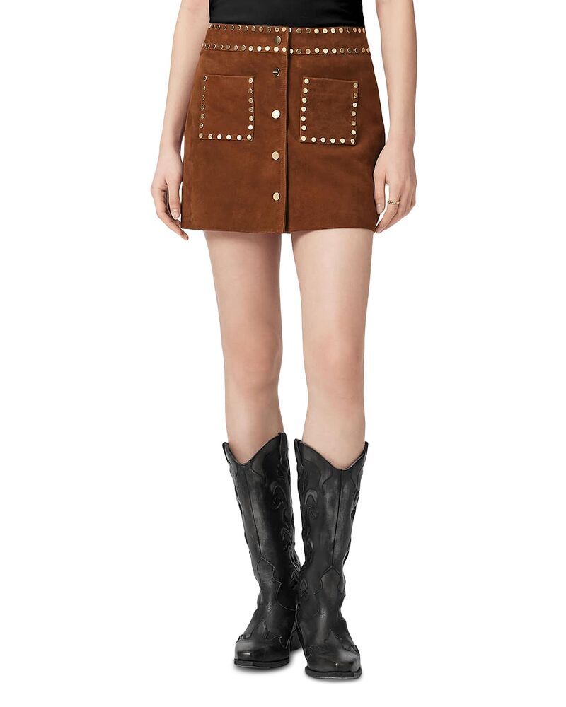 オールセインツ レディース ボトムスカート ミニ スエード ALLSAINTS Alice Suede Mini Skirt Cognac Brown ブラウン