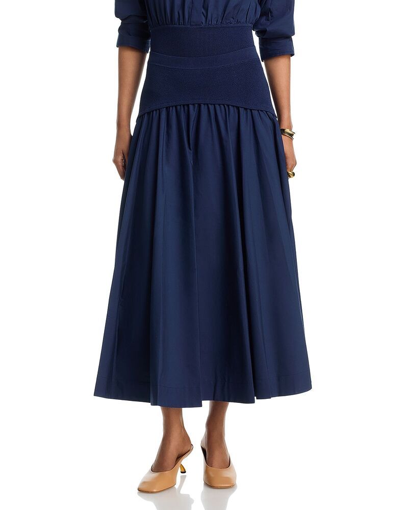 シムカイ レディース ボトムスカート ミディ コットン ニット SIMKHAI Ovie Knit Cotton Midi Skirt Midnight