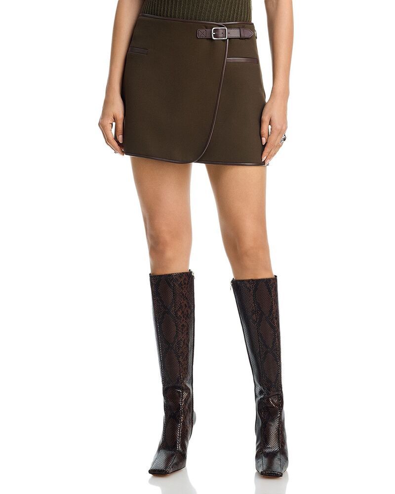 シムカイ レディース ボトムスカート ミニ SIMKHAI Sheridan Mini Skirt Dark Olive オリーブ