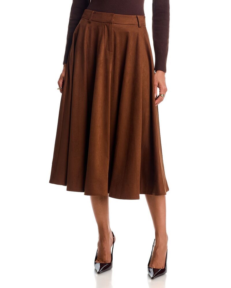 フレンチコネクション レディース ボトムスカート スエード FRENCH CONNECTION Sonja Faux Suede Fla red Skirt Chestnut Brown ブラウン