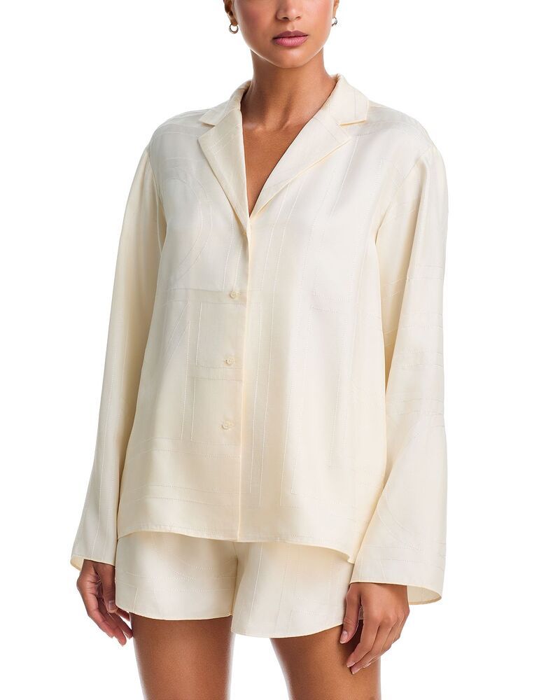 トーテム レディース アウター パーカー・スウェット シルク TOTEME Monogram Silk Pajama Top Cream クリーム