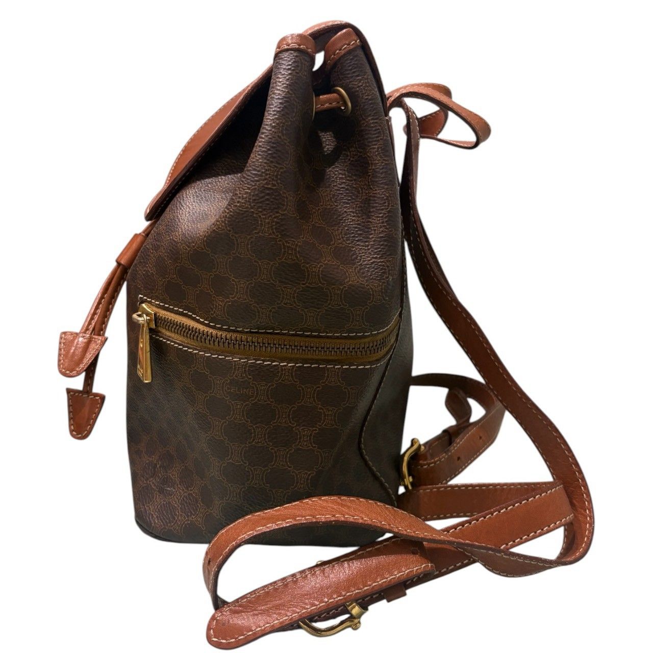 美品 CELINE セリーヌ ヴィンテージ マカダム ブラウン ゴールド金具 
