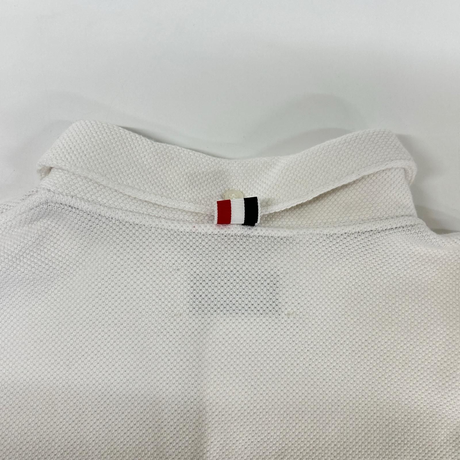 THOM BROWNE トムブラウン 国内正規 MJP009AK6940 ホワイト ヘビーコットン ポロシャツ 0 THOM BROWNE トムブラウン 国内正規 MJP009AK6940 ホワイト ヘビー