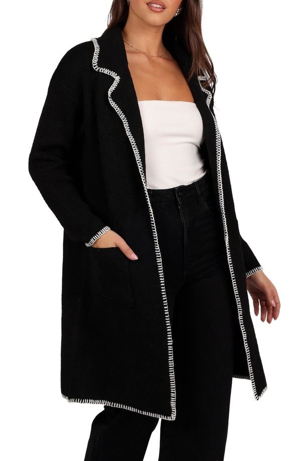 ペタルアンドパップ レディース アウター パーカー・スウェット セーター コート Petal Pup Oaklynn Whipstitched Sweater Coat BLACK ブラック