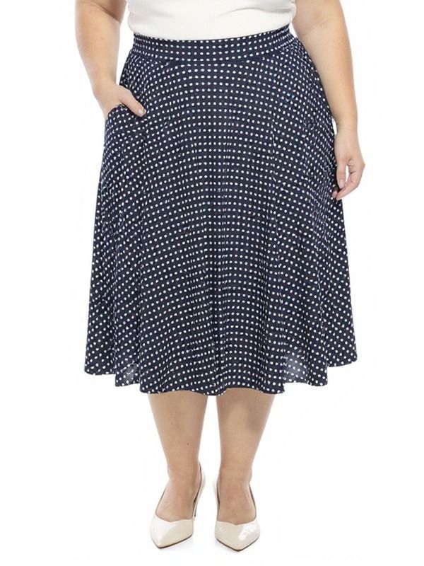 24 セブンコンフォート レディース ボトムスカート ドット柄 A ライン ドット プラスサイズ ミディ 24seven Comfort Apparel Plusize Polka Dot Elast 10,136円